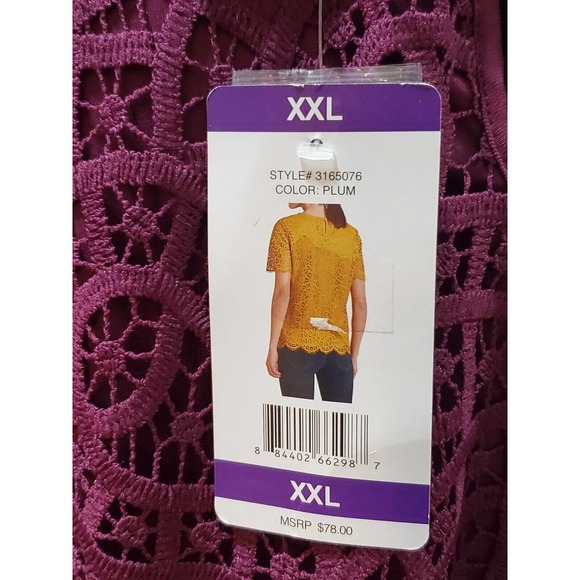 Philosophy Women's Plum Polyester Round Neck Short Sleeves Top Blouse Size XXL - Picture 9 of 14